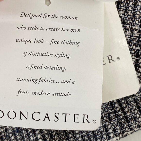 Doncaster Navy Blue White Tweed Ruffle Trim Full Zip Blazer Jacket Women's 14W - Picture 15 of 15